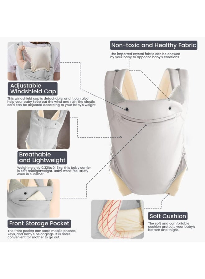 TAPIT Baby Carrier Newborn to Toddler Ergonomic Infant Carrier Breathable Baby Sling with Pocket Adjustable Multi-Position Baby Holder with Lumbar Support for Babies 3-36M (8-33lbs) Grey - Image 2
